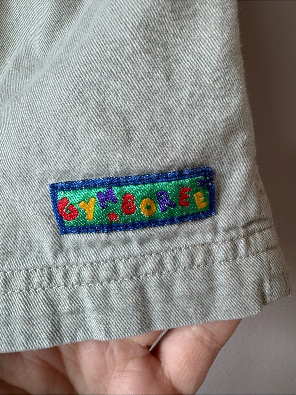Gymboree Vintage Rainbow Tag Tan Khaki Shorts with‎ Patch Size 9-18 months/XS